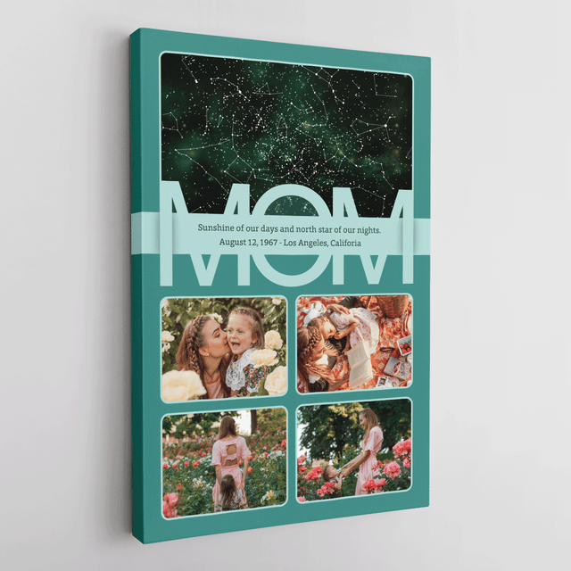 Mom Star Map Photo Collage Canvas Print Custom 4 Pictures