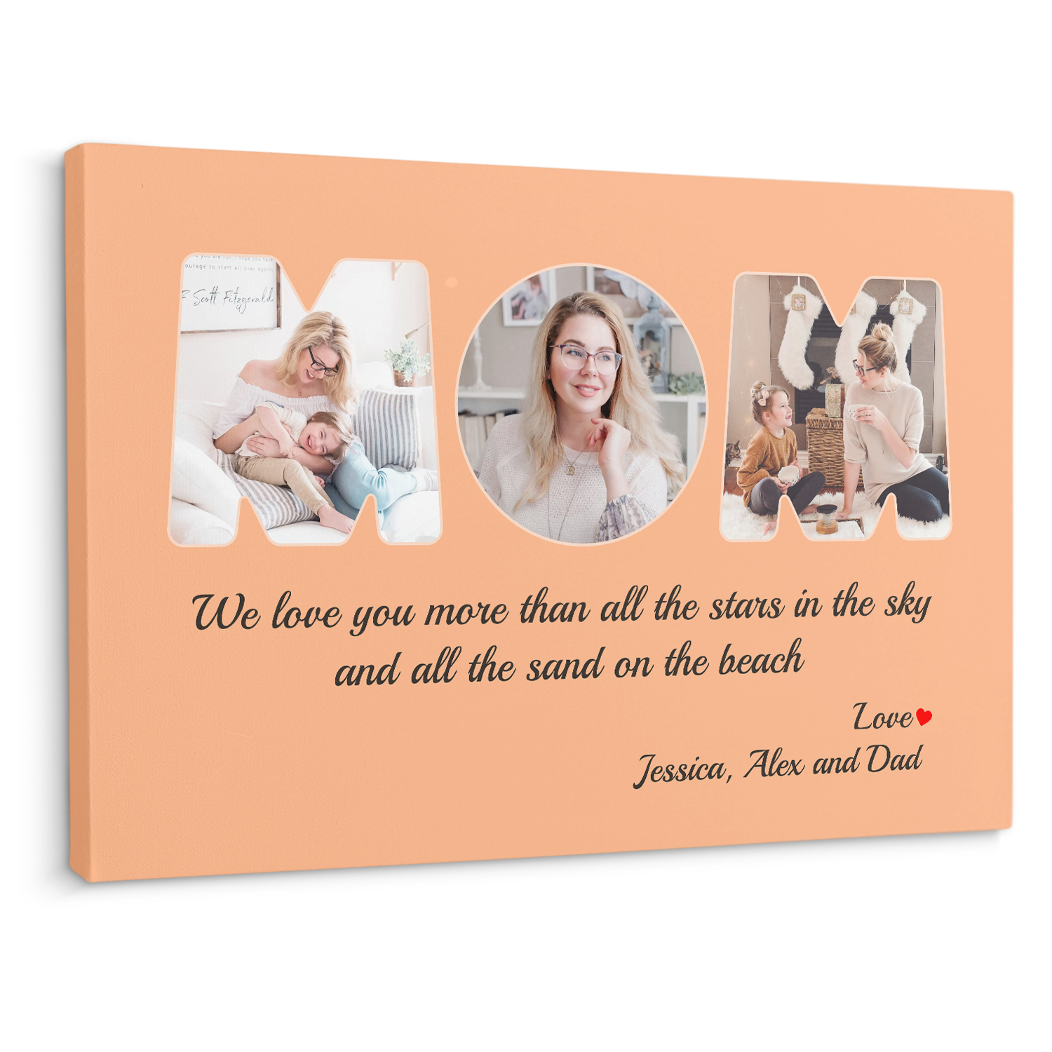 Mom Photo Canvas Print 3 Pictures Healing Colors Background