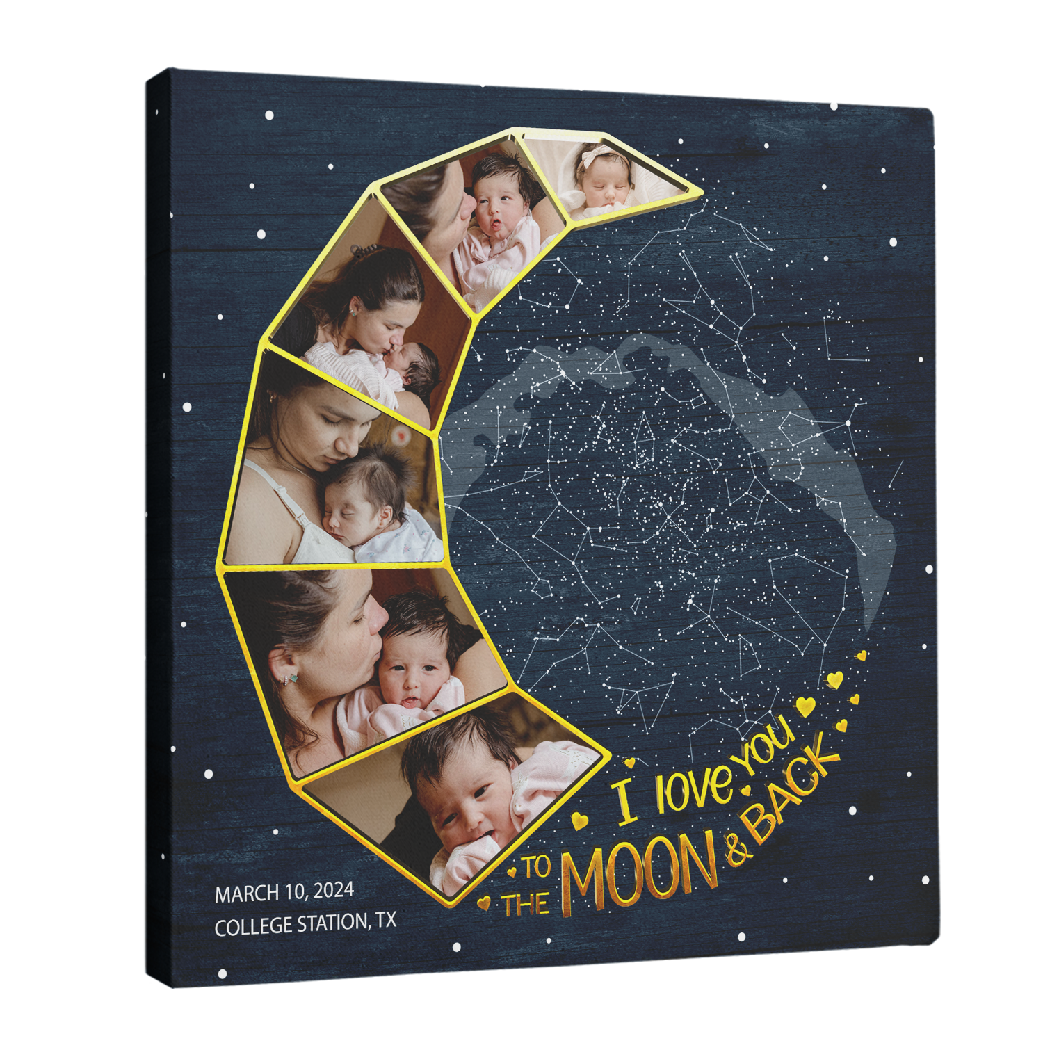 Mom Star Map Photo Collage Canvas Print Moon Design