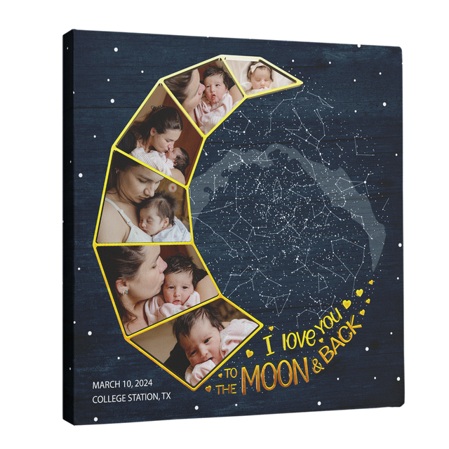 Mom Star Map Photo Collage Canvas Print Moon Design