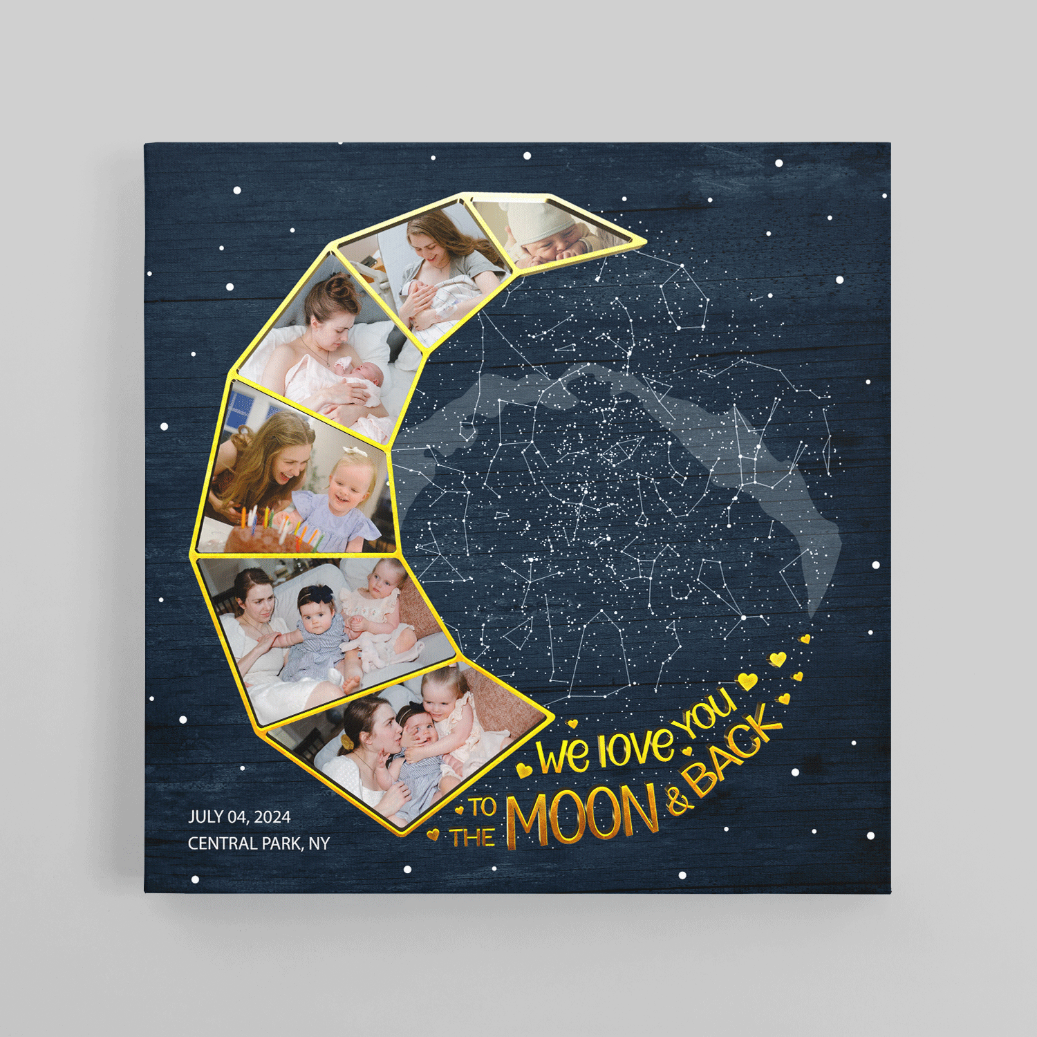 Mom Star Map Photo Collage Canvas Print Moon Design
