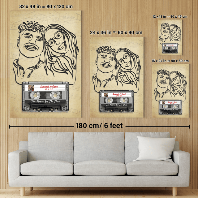 Custom Photo, Song Name, Customizable Name And Date Cassette Tape Canvas Wall Art