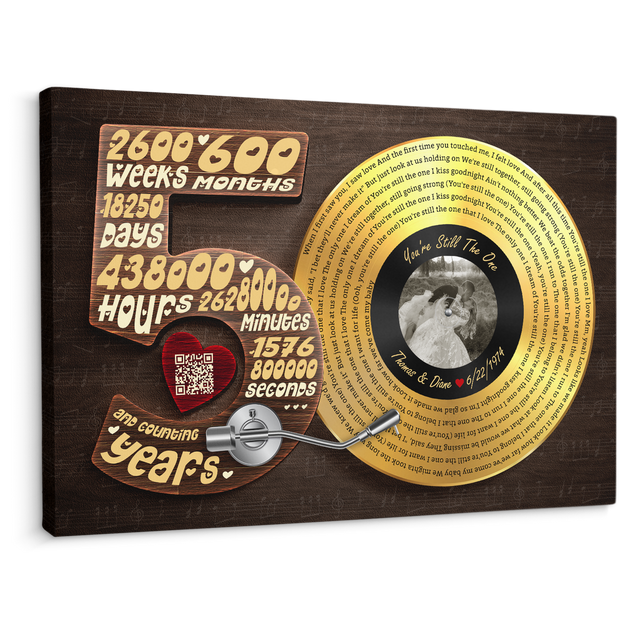 Personalized 50th Anniversary Vinyl Record Photo Canvas