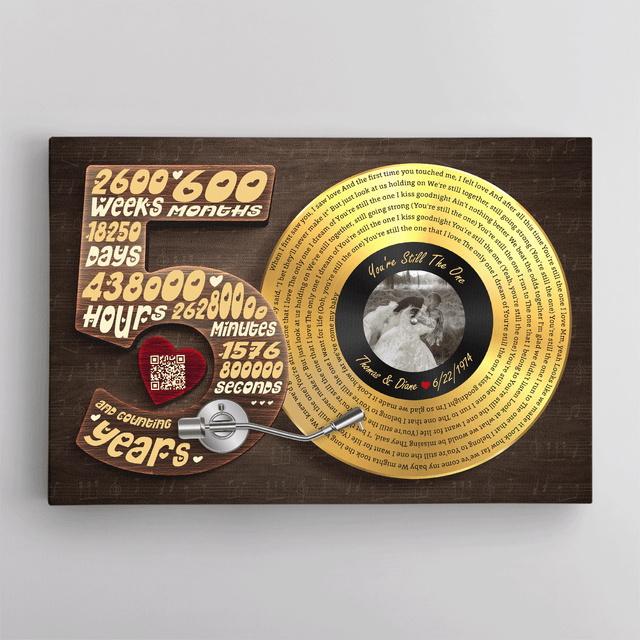 Personalized 50th Anniversary Vinyl Record Photo Canvas