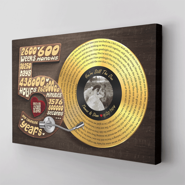 Personalized 50th Anniversary Vinyl Record Photo Canvas