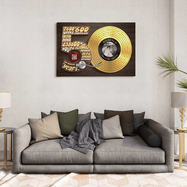 Personalized 50th Anniversary Vinyl Record Photo Canvas