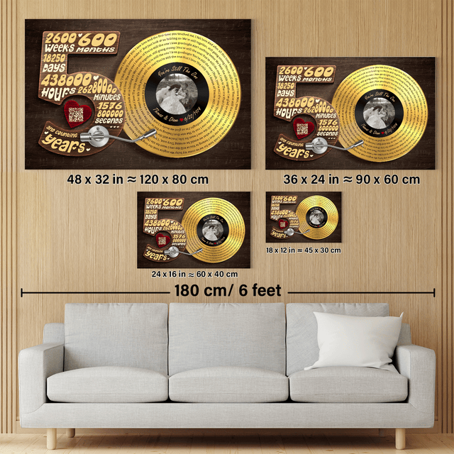 Personalized 50th Anniversary Vinyl Record Photo Canvas