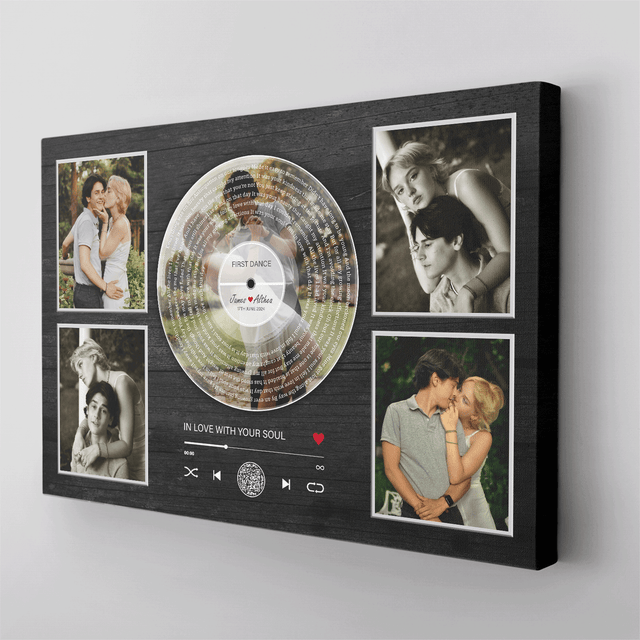 Personalized Canvas with Vinyl Record & QR Code