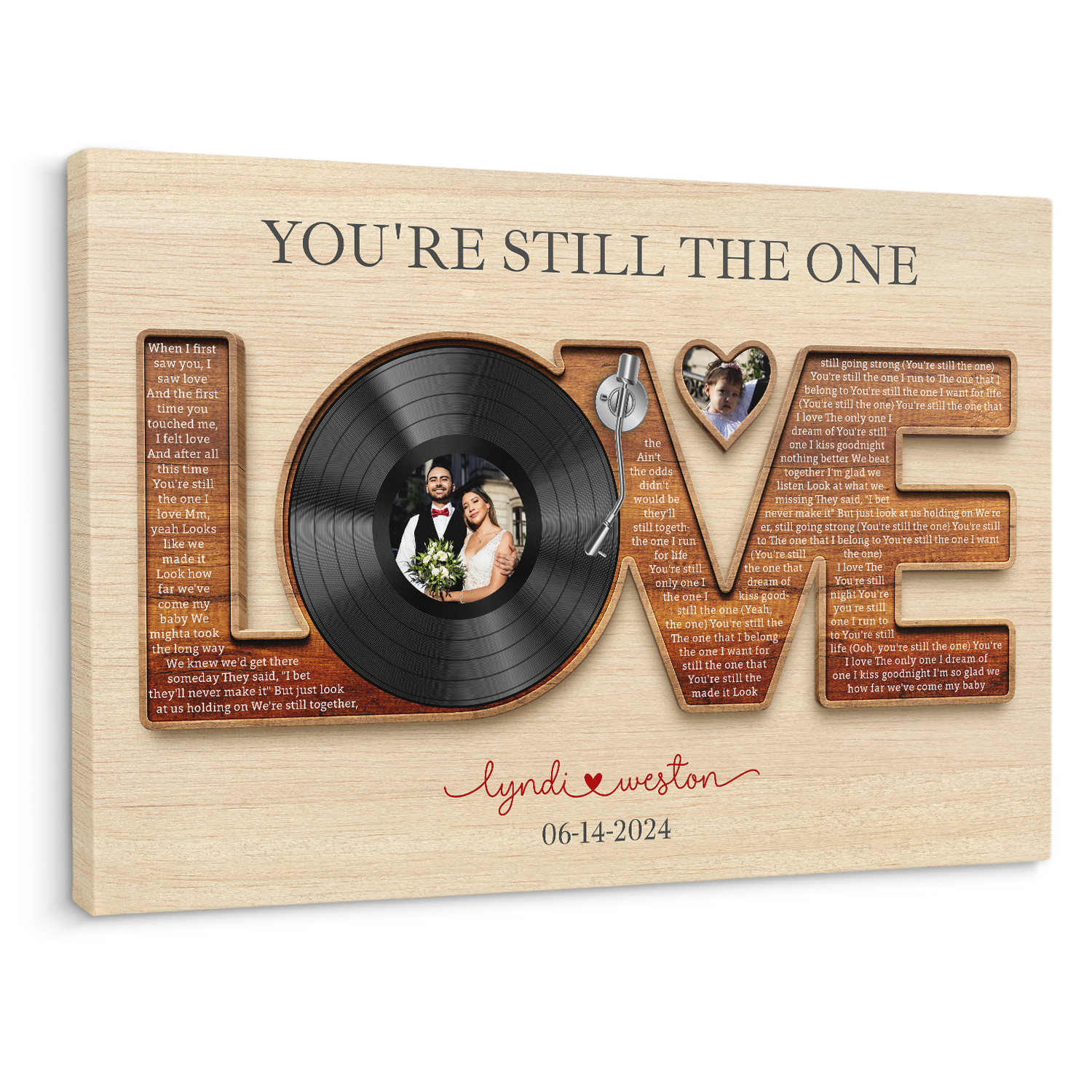 Custom Love Letter Canvas with Vinyl Record & Photos