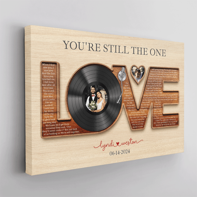 Custom Love Letter Canvas with Vinyl Record & Photos