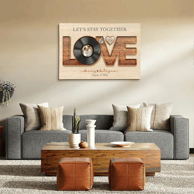 Custom Love Letter Canvas with Vinyl Record & Photos