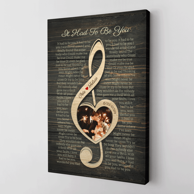 Custom Canvas with Treble Clef Music Note & Lyrics