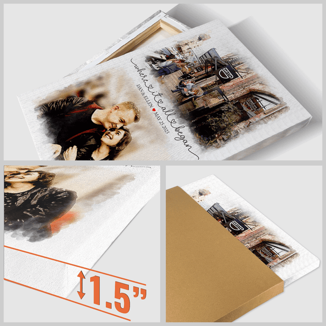 Custom Watercolor Home & Personal Photo Portrait Canvas