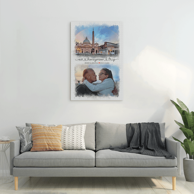 Custom Watercolor Home & Personal Photo Portrait Canvas