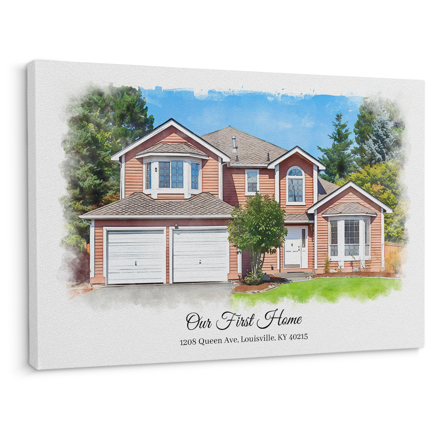 Custom Watercolor House Portrait Canvas