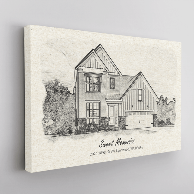 Custom Watercolor House Portrait Canvas