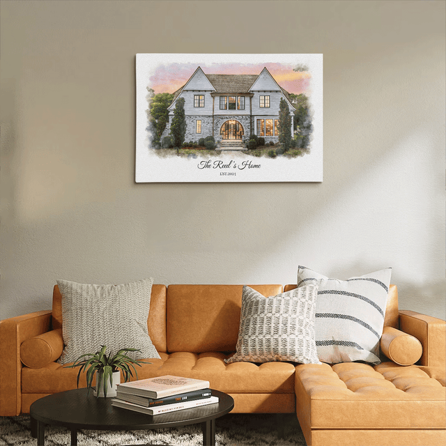 Custom Watercolor House Portrait Canvas