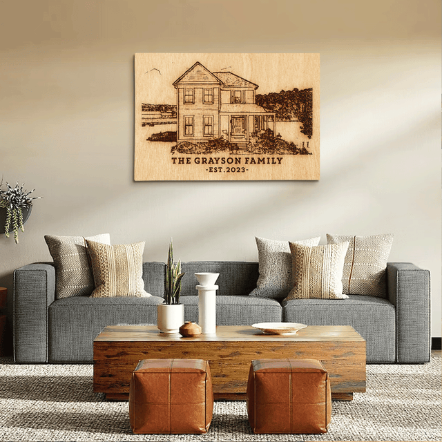 Custom Watercolor House Portrait Canvas