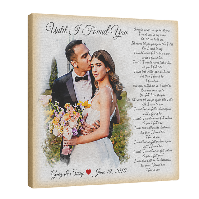 Custom Watercolor Portrait with Song Lyrics Canvas