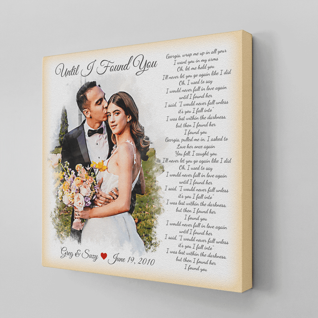 Custom Watercolor Portrait with Song Lyrics Canvas