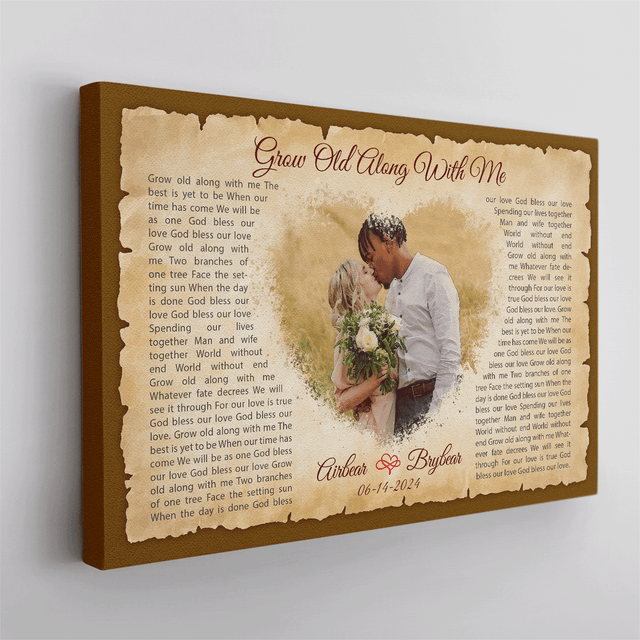 Custom Watercolor Photo with Song Lyrics Canvas