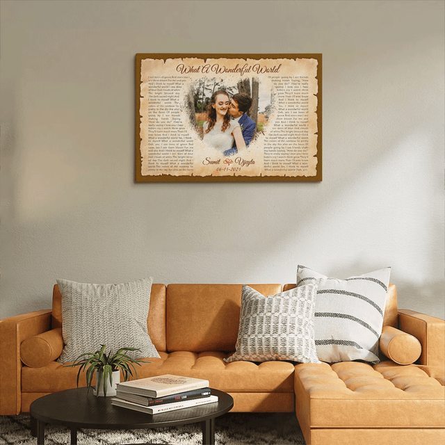 Custom Watercolor Photo with Song Lyrics Canvas