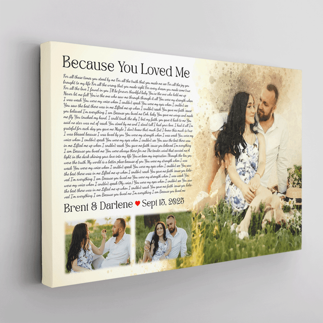 Custom Watercolor Canvas: Three Photos & Lyrics to Cherish