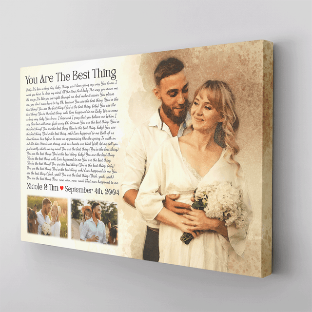 Custom Watercolor Canvas: Three Photos & Lyrics to Cherish