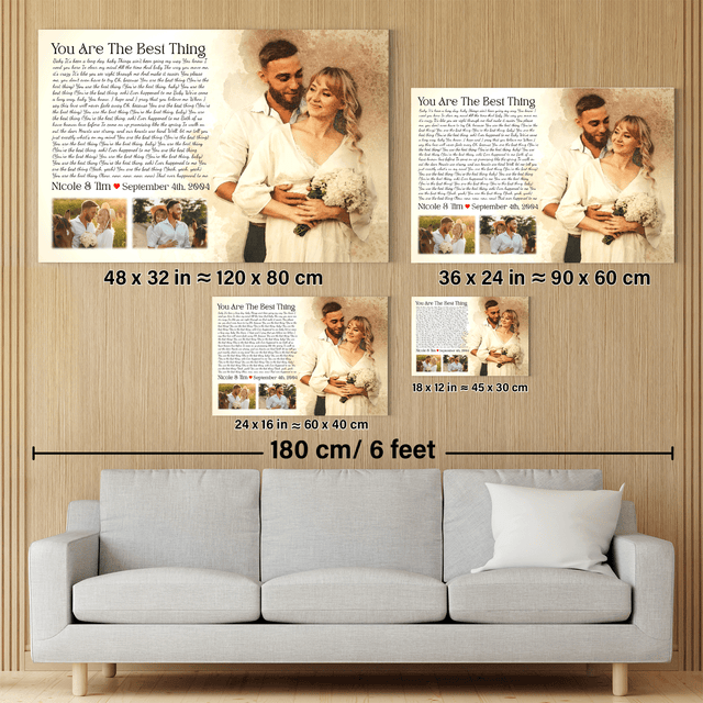 Custom Watercolor Canvas: Three Photos & Lyrics to Cherish