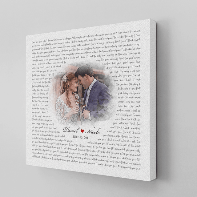 Custom Watercolor Couple Portrait, Watercolor Wedding Portrait Painting Canvas