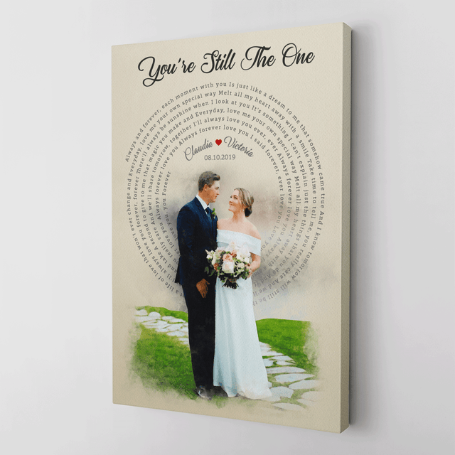 Watercolor Couple Portrait from Photo, Custom Song Lyrics Canvas