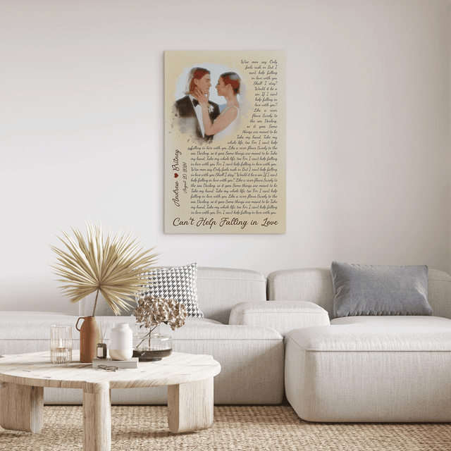 Custom Song Lyrics Canvas with Watercolor Portrait