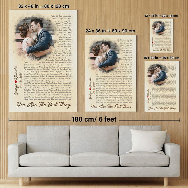 Custom Song Lyrics Canvas with Watercolor Portrait