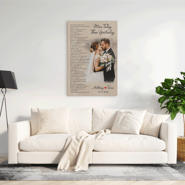 Custom Watercolor Portrait with Song Lyrics, Wedding Portrait