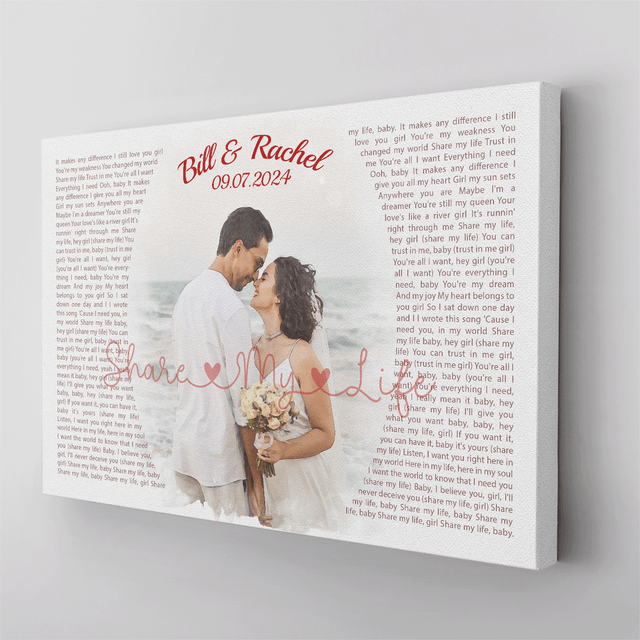 Custom Song Lyrics Wall Art, Couple Watercolor Portrait