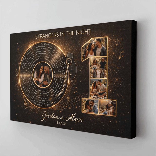 Personalized 1st Anniversary Song Lyrics Canvas with Photos, Names & Date