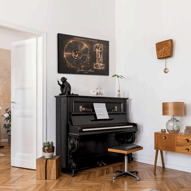 Personalized 1st Anniversary Song Lyrics Canvas with Photos, Names & Date