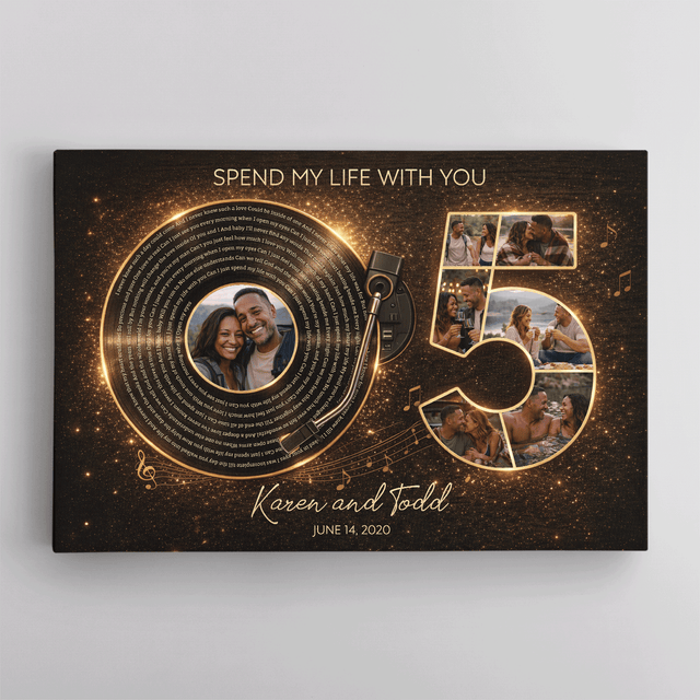 Personalized 5th Anniversary Song Lyrics Canvas