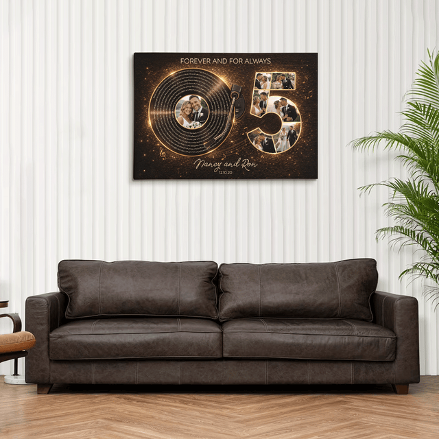 Personalized 5th Anniversary Song Lyrics Canvas