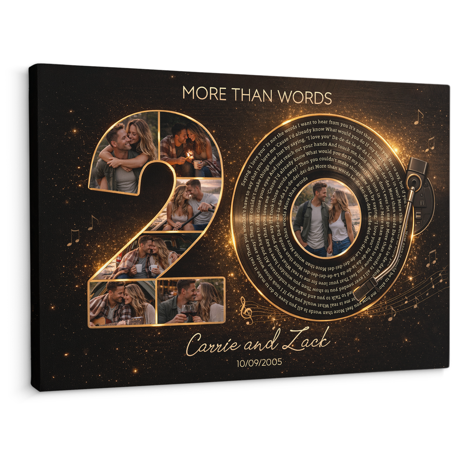 Personalized 20th Anniversary Song Lyrics Canvas