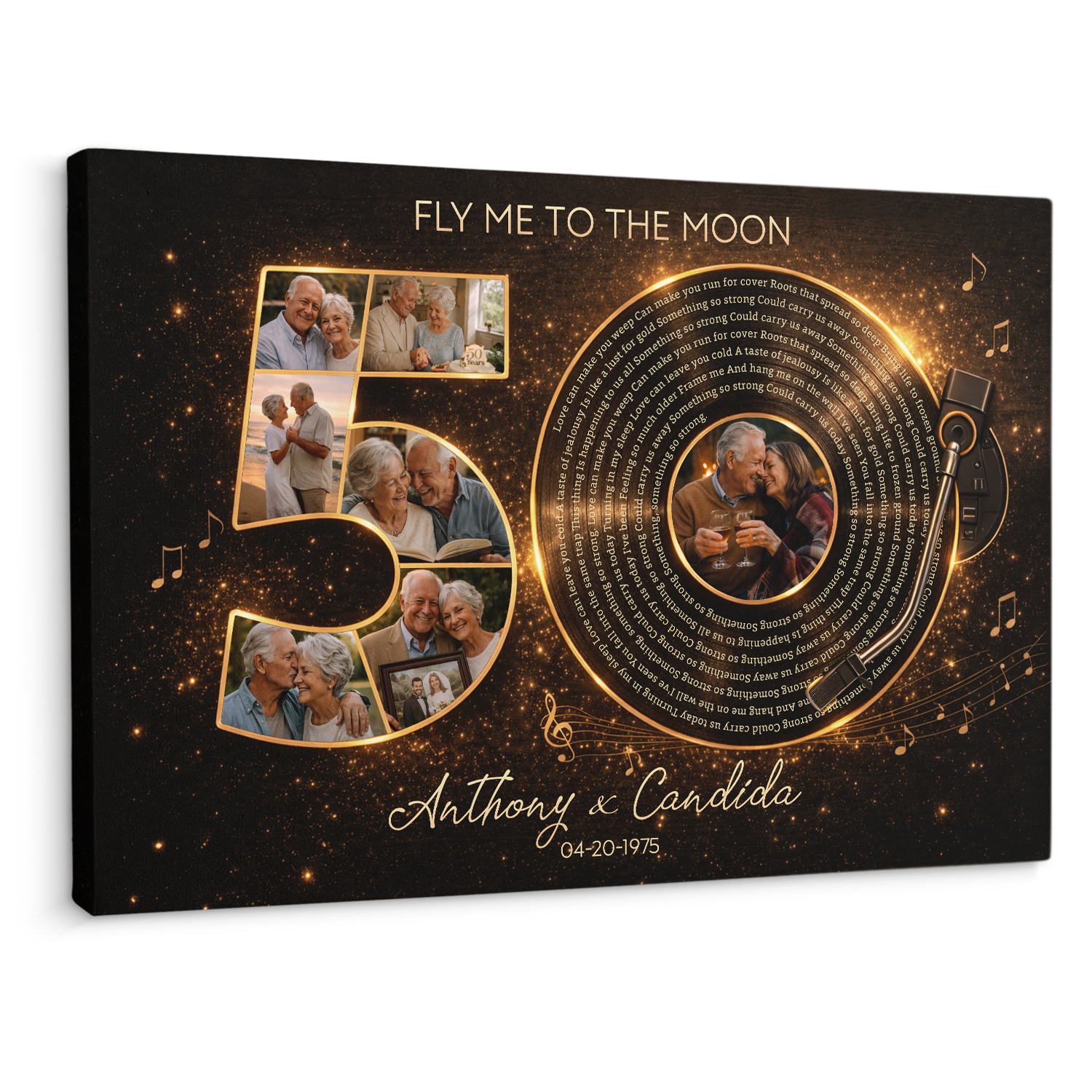 Personalized 50th Anniversary Song Lyrics Canvas with Photos, Names & Date