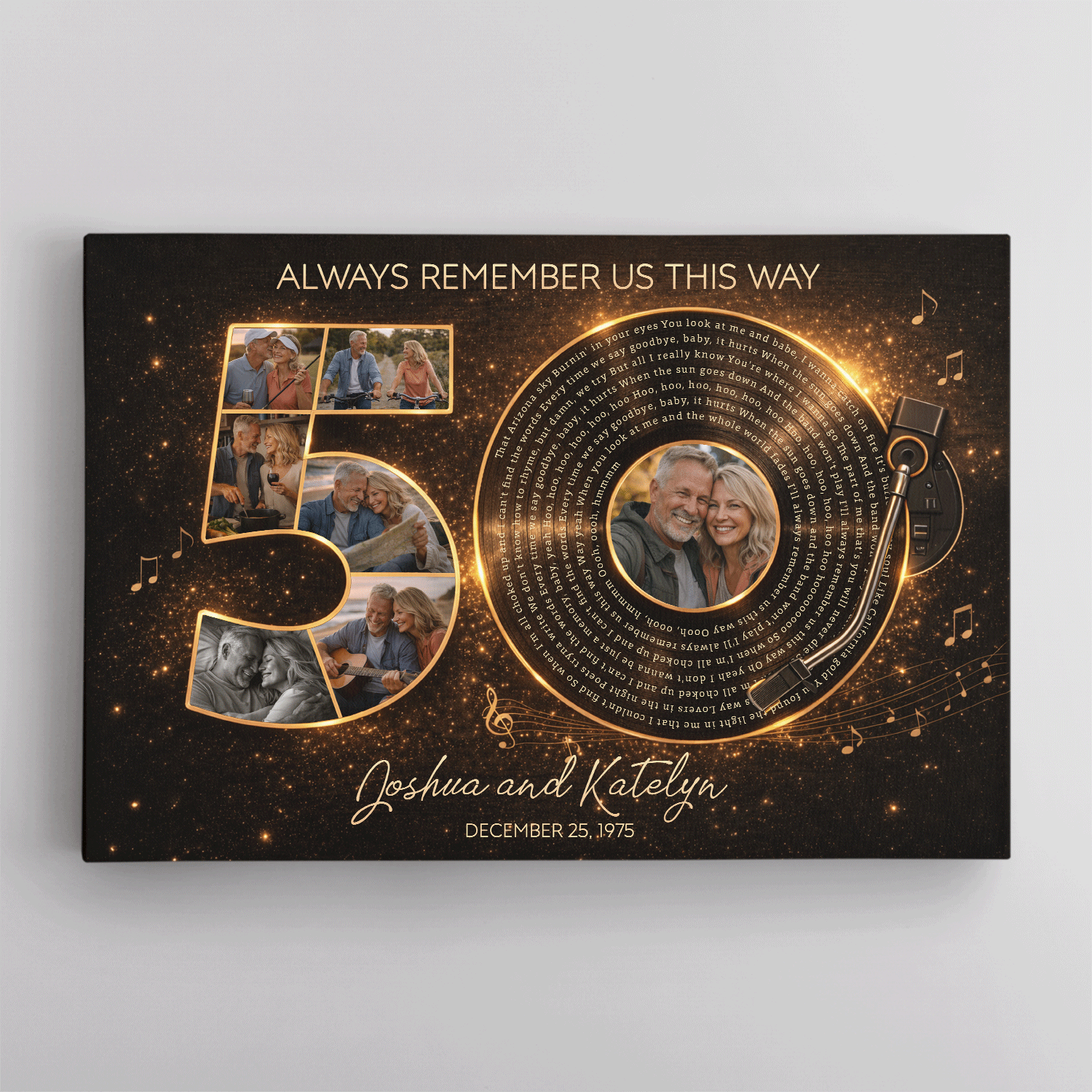 Personalized 50th Anniversary Song Lyrics Canvas with Photos, Names & Date