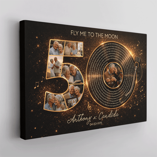 Personalized 50th Anniversary Song Lyrics Canvas with Photos, Names & Date