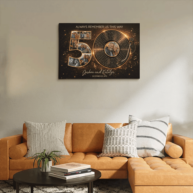 Personalized 50th Anniversary Song Lyrics Canvas with Photos, Names & Date