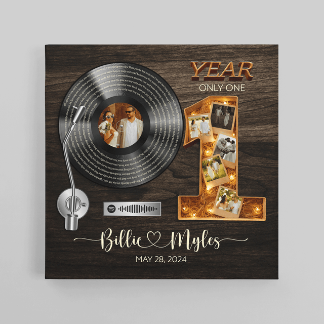 Personalized 1st Anniversary Song Lyrics Canvas with Spotify QR Code
