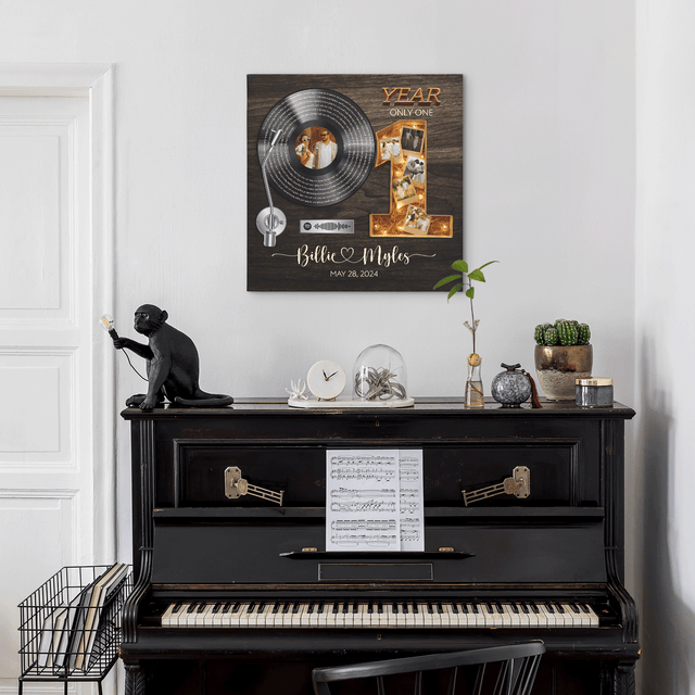 Personalized 1st Anniversary Song Lyrics Canvas with Spotify QR Code