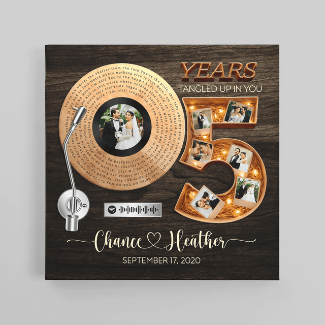 Personalized 5th Anniversary Song Lyrics Canvas with Spotify QR Code