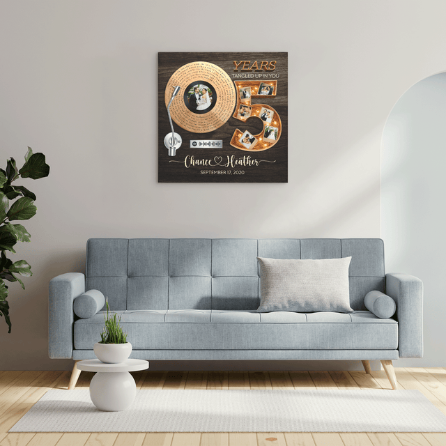 Personalized 5th Anniversary Song Lyrics Canvas with Spotify QR Code