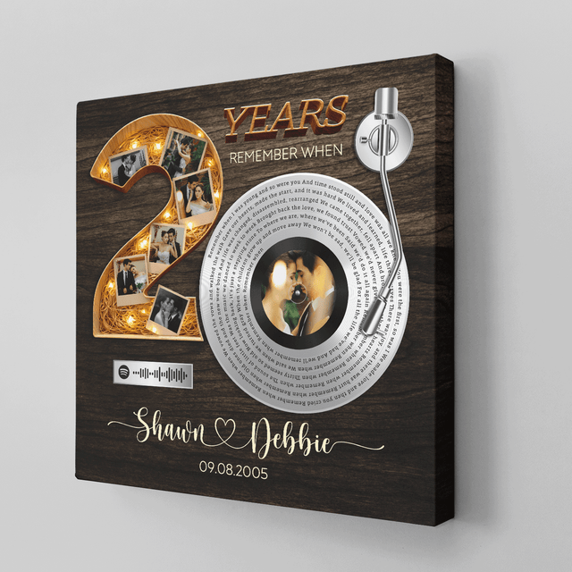 Personalized 20th Anniversary Song Lyrics Canvas with Spotify QR Code