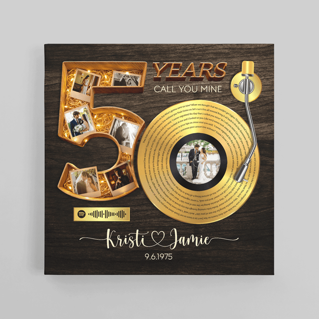 Personalized 50th Anniversary Song Lyrics Canvas with Spotify QR Code